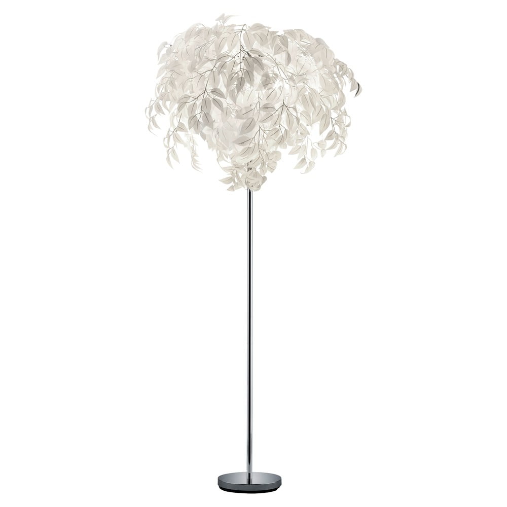 Biała lampa stojąca Reality Leavy, wys. 180 cm