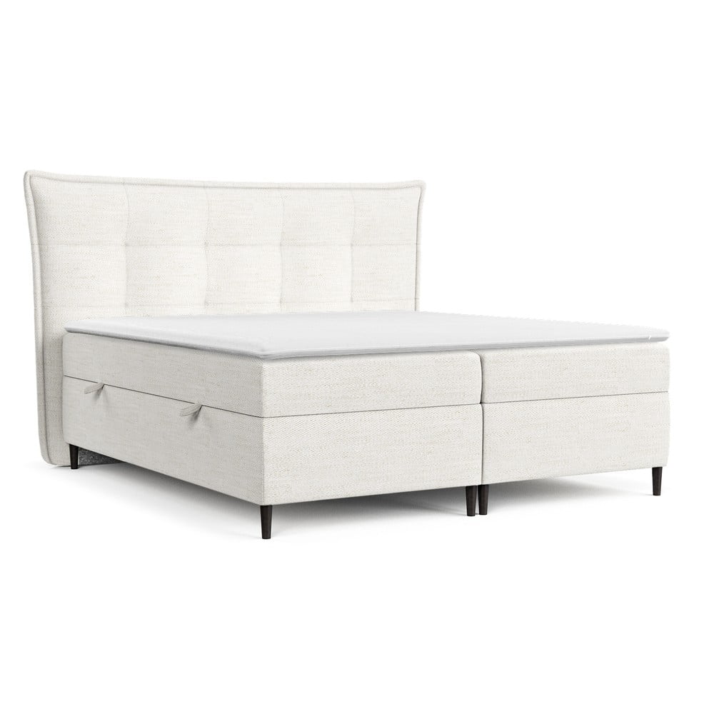 Kremowe łóżko boxspring ze schowkiem 180x200 cm Sinai – Maison de Rêve