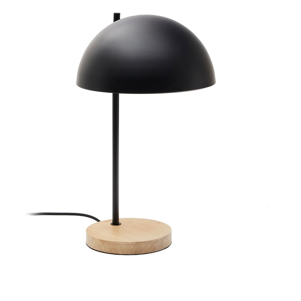 Czarno-naturalna lampa stołowa z metalowym kloszem (wysokość 48,5 cm) Catlar – Kave Home