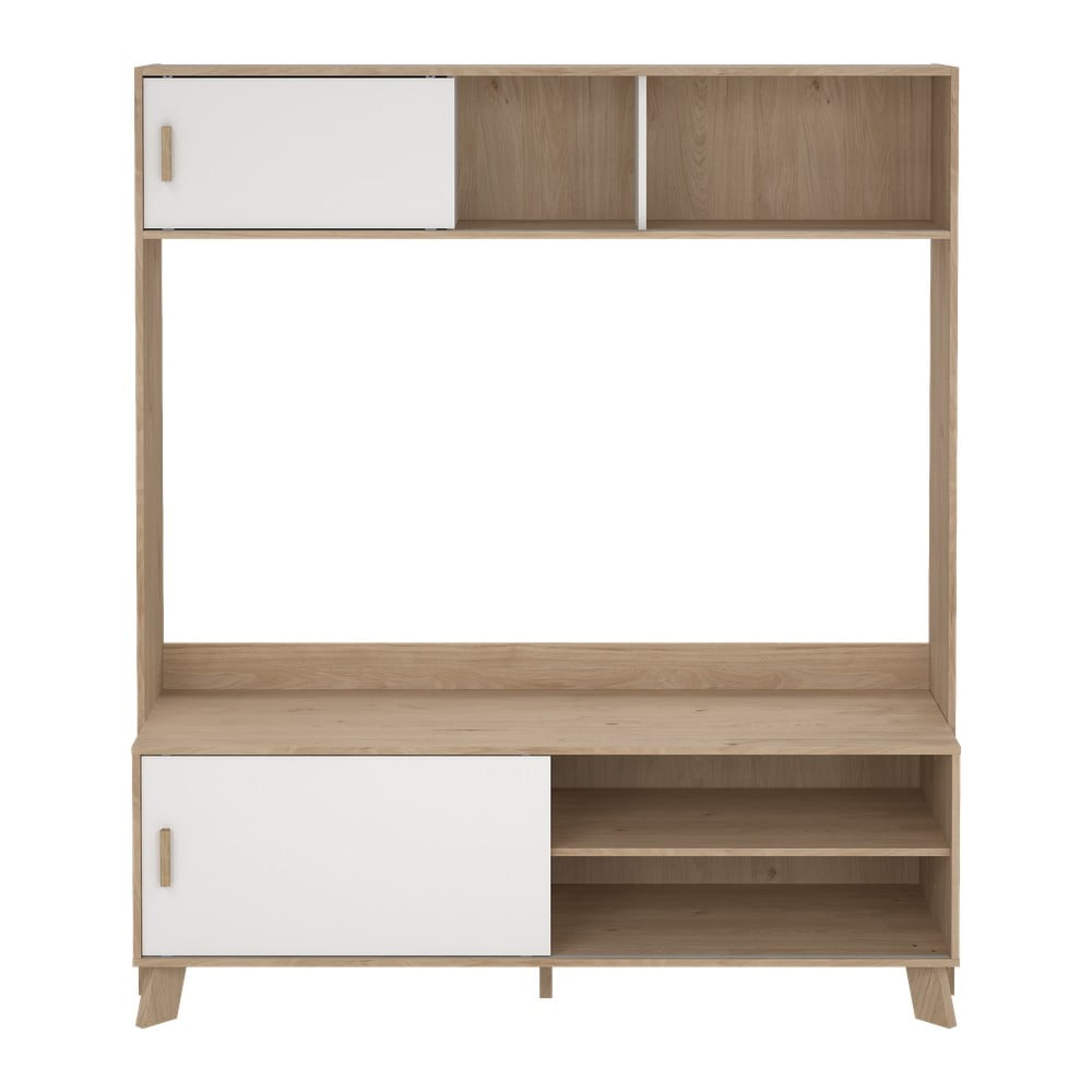 Biało-naturalny zestaw pod TV w dekorze dębu 159x181x48 cm Ikast – Tvilum