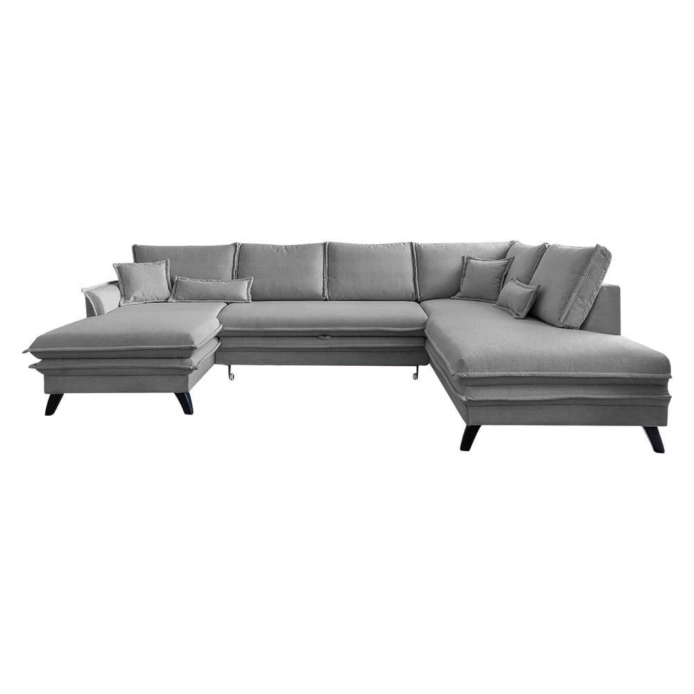 Ciemnoszara rozkładana sofa w kształcie litery "U" Miuform Charming Charlie, prawostronna
