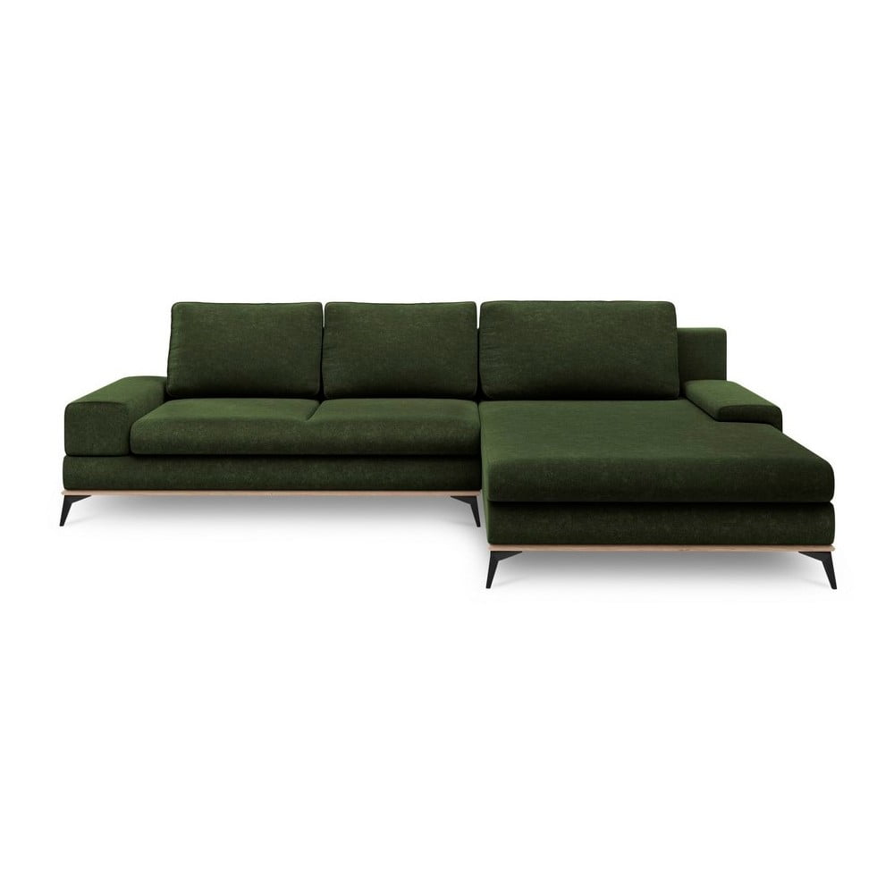 Butelkowozielony rozkładany narożnik Windsor & Co Sofas Planet, prawostronny