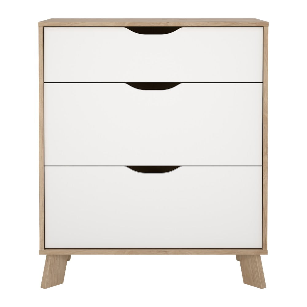 Biało-naturalna komoda w dekorze dębu 79x92x40 cm Ikast – Tvilum