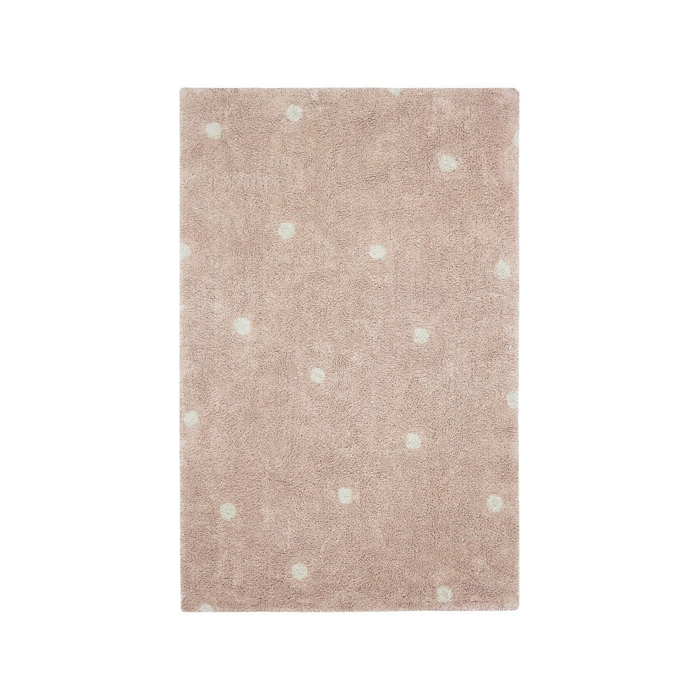 Jasnoróżowy bawełniany dywan dziecięcy tkany ręcznie odpowiedni do prania 100x150 cm Mini Dot Rose – Lorena Canals