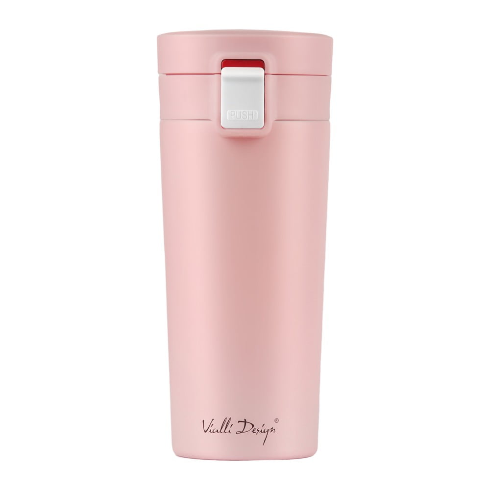 Różowy podróżny kubek termiczny Vialli Design Fuori, 400 ml