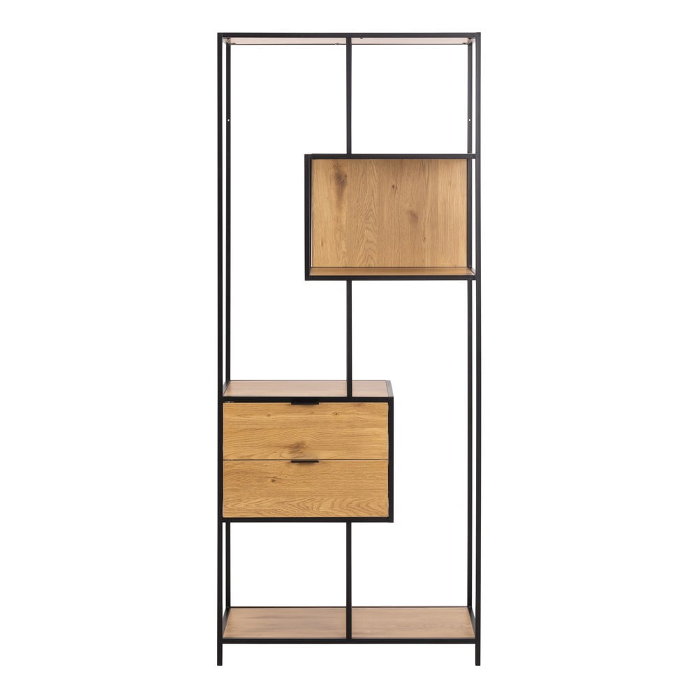 Czarny regał w dekorze dębu 77x185x35 cm Seaford – Actona