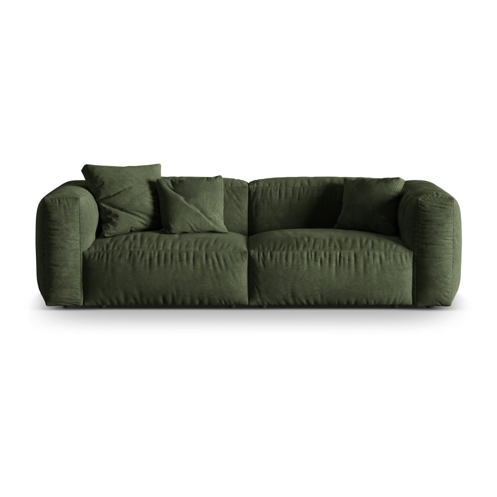 Zielona aksamitna sofa modułowa 240 cm Martina – Micadoni