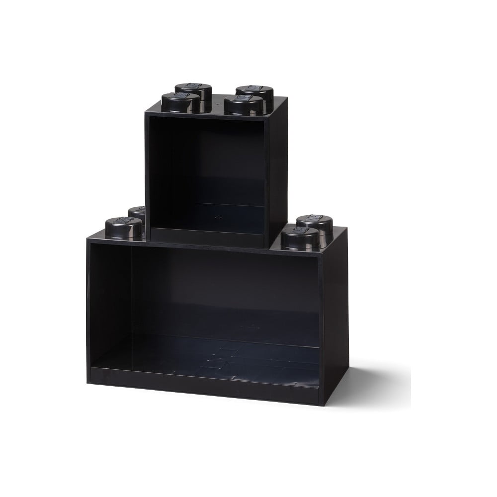 Zestaw 2 dziecięcych czarnych półek ściennych LEGO® Brick