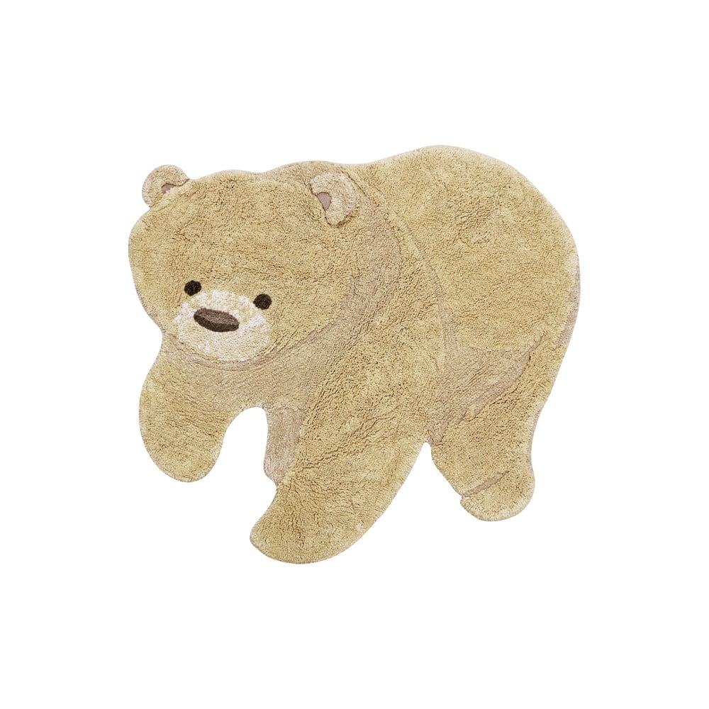 Beżowy bawełniany dywan dziecięcy tkany ręcznie odpowiedni do prania 120x122 cm Bear – Lorena Canals