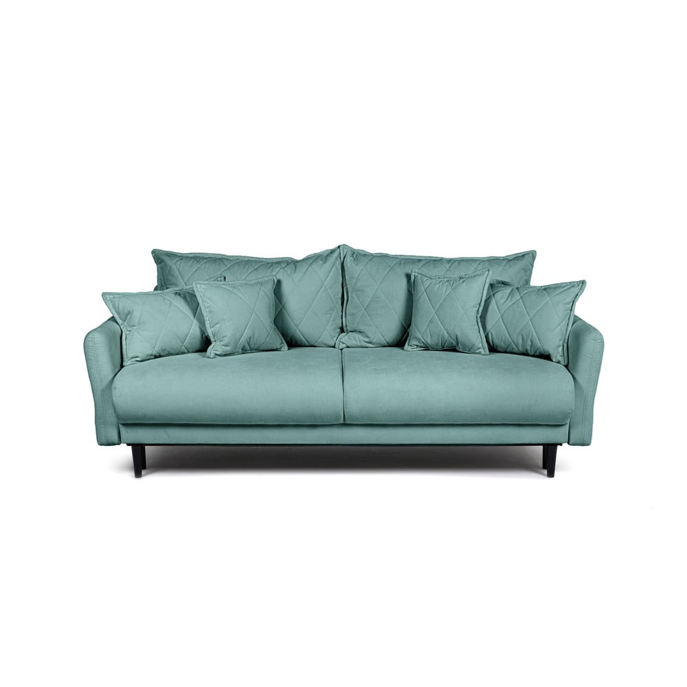 Turkusowa sztruksowa rozkładana/ze schowkiem sofa 215 cm Bjork – Bonami Selection