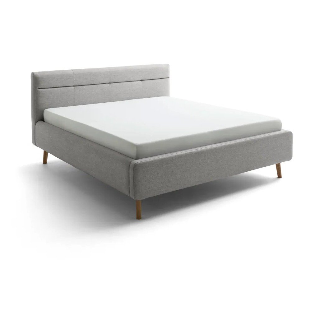 Szare tapicerowane łóżko dwuosobowe ze schowkiem ze stelażem 180x200 cm Lotte – Meise Möbel