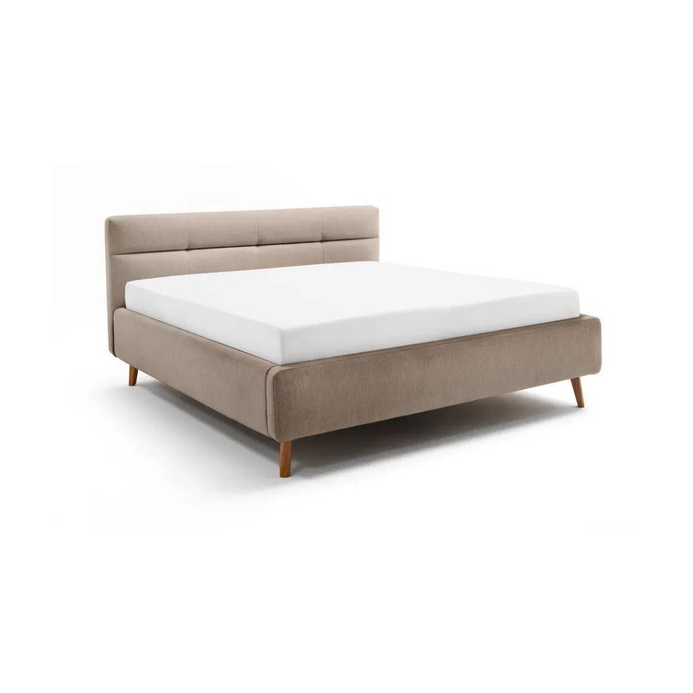 Beżowe tapicerowane łóżko dwuosobowe ze schowkiem ze stelażem 160x200 cm Lotte – Meise Möbel
