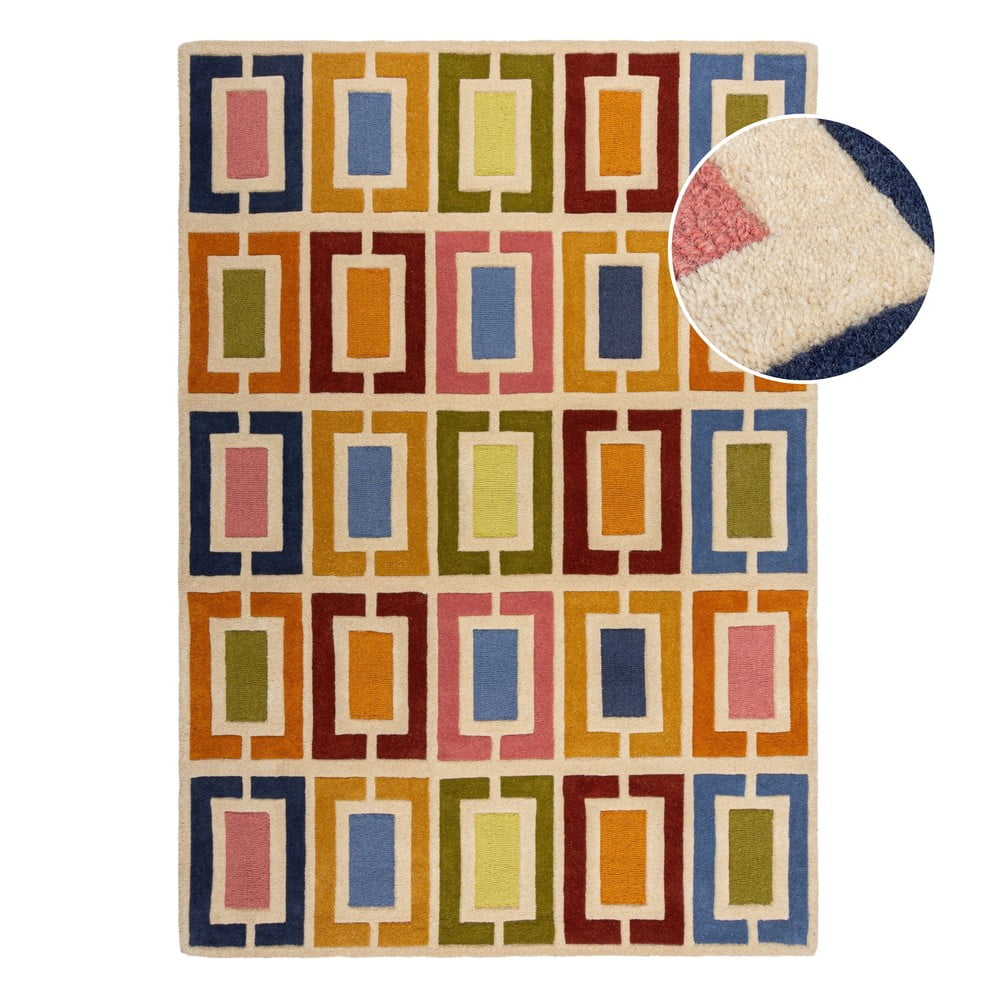 Wełniany dywan tkany ręcznie 200x290 cm Retro Blocks – Flair Rugs