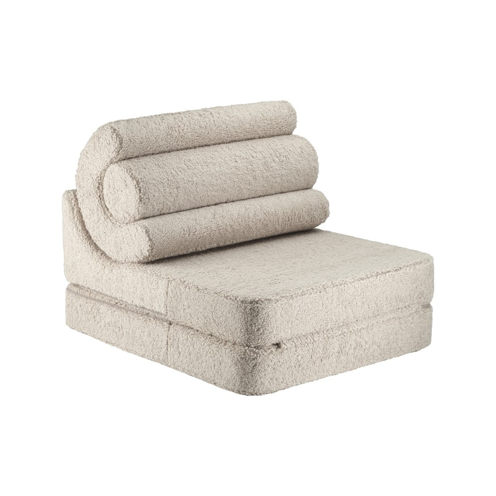 Jasnobrązowy fotel dziecięcy z materiału bouclé Flipster – Wigiwama