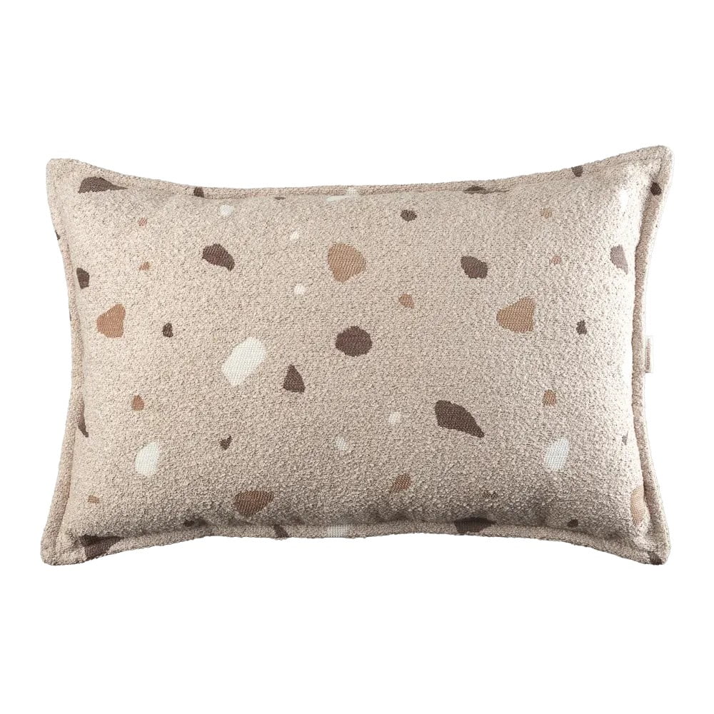 Jasnobrązowa poduszka na sofę dziecięcą z materiału bouclé/z tkaniny szenilowej Terrazzo Bolster – Wigiwama
