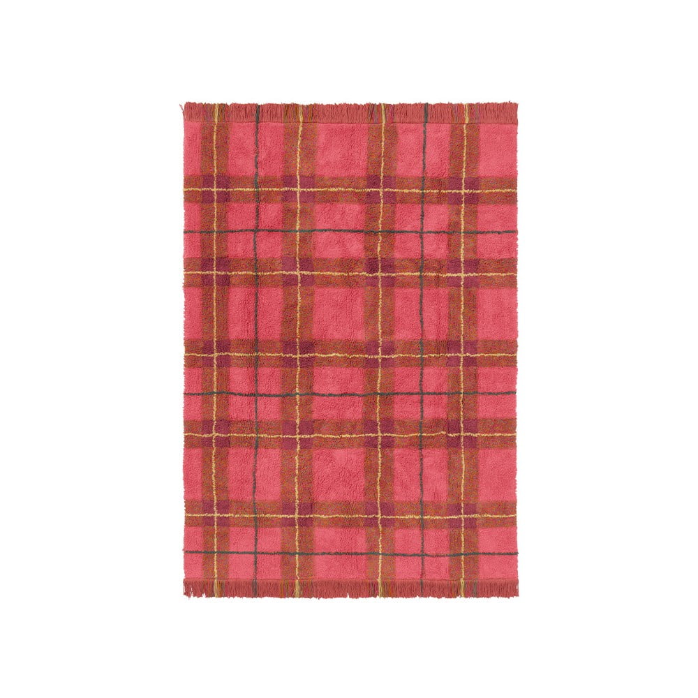Czerwony bawełniany dywan odpowiedni do prania/tkany ręcznie 140x190 cm Tartan Vintage Red – Lorena Canals