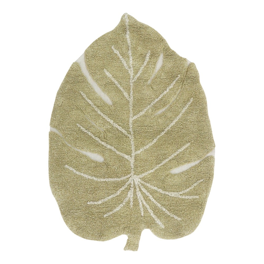 Bawełniany dywan dziecięcy w kolorze khaki tkany ręcznie odpowiedni do prania 75x100 cm Mini Monstera Olive – Lorena Canals