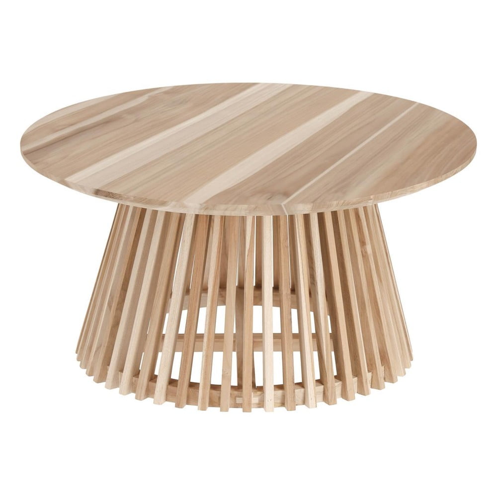 Stolik z drewna tekowego Kave Home Irune, ⌀ 80 cm