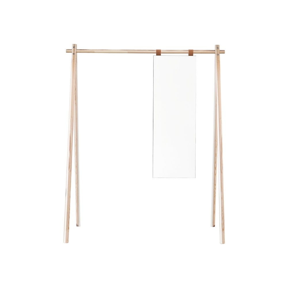 Wieszak z drewna sosnowego z lustrem Karup Design Hongi Natural