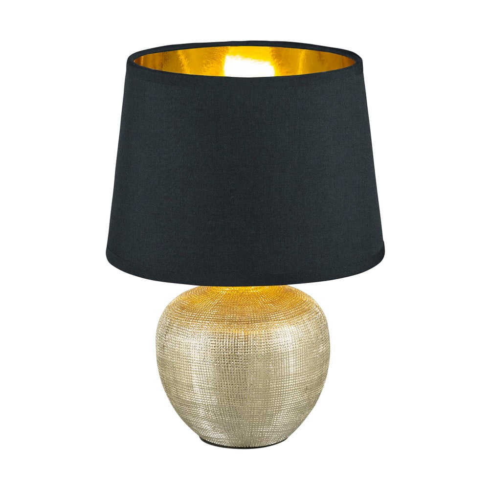 Czarna lampa stołowa z ceramiki i tkaniny Reality Luxor, wys. 26 cm