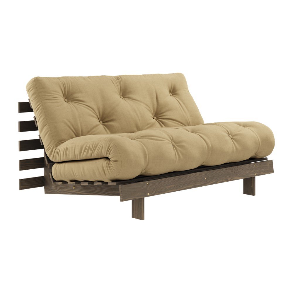 Musztardowobeżowa rozkładana sofa 140 cm Roots – Karup Design