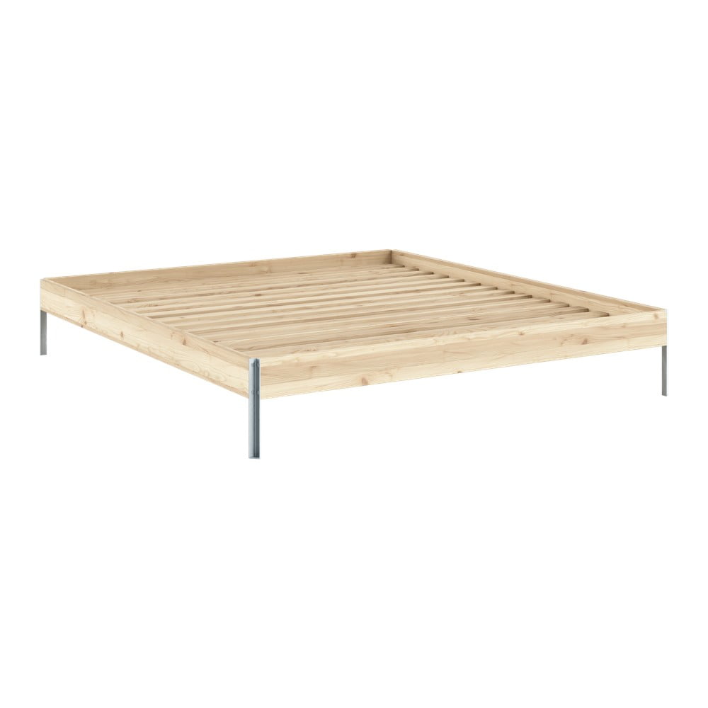 Łóżko dwuosobowe z litego drewna sosnowego ze stelażem 180x200 cm w naturalnym kolorze Core – Karup Design