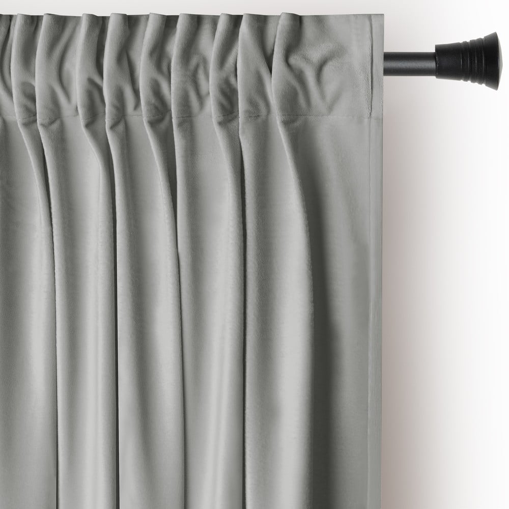 Szara aksamitna zasłona częściowo zaciemniająca (dimout) 140x245 cm Pleat – Restilo