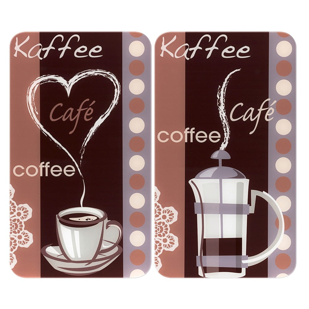 Zestaw 2 szklanych płyt ochronnych na kuchenkę Maximex Coffee, 52x30 cm