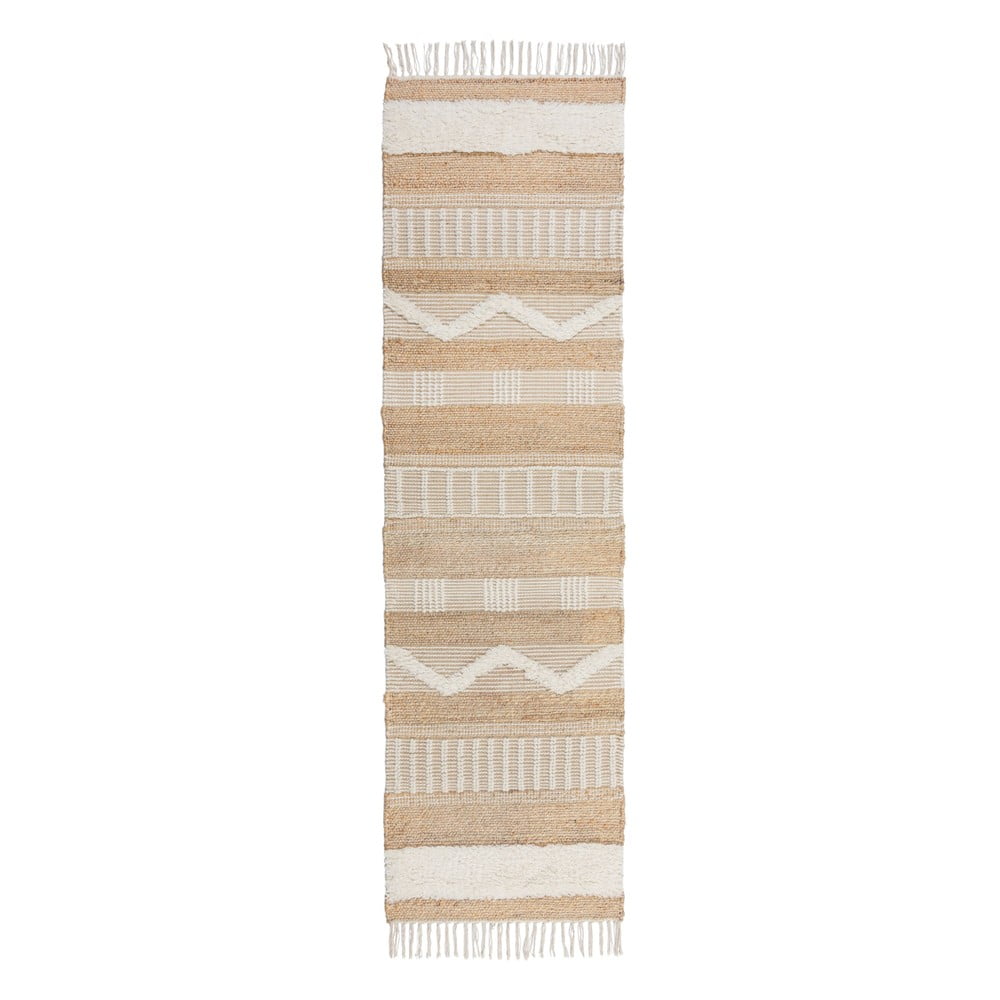 Beżowy chodnik z juty Flair Rugs Medina, 60x230 cm