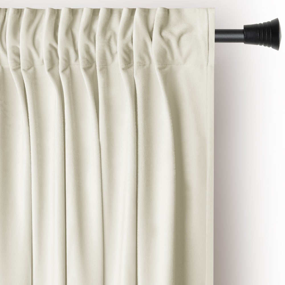 Kremowa aksamitna zasłona częściowo zaciemniająca (dimout) 140x245 cm Pleat – Restilo