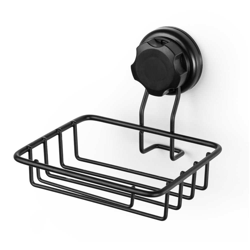 Czarna samoprzylepna mydelniczka Compactor Bestlock Black Soap & Sponge Holder
