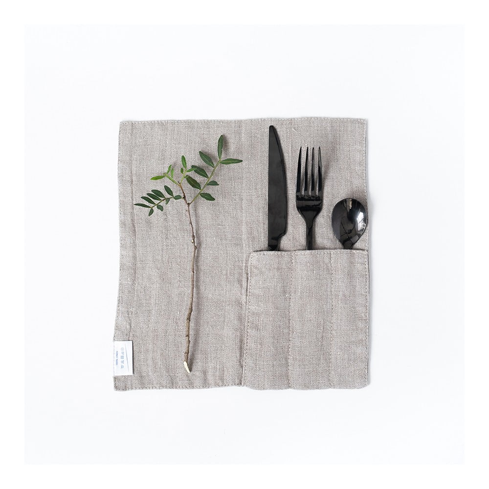Lniana kieszonka na sztućce 2 szt. 23x23 cm Natural – Linen Tales