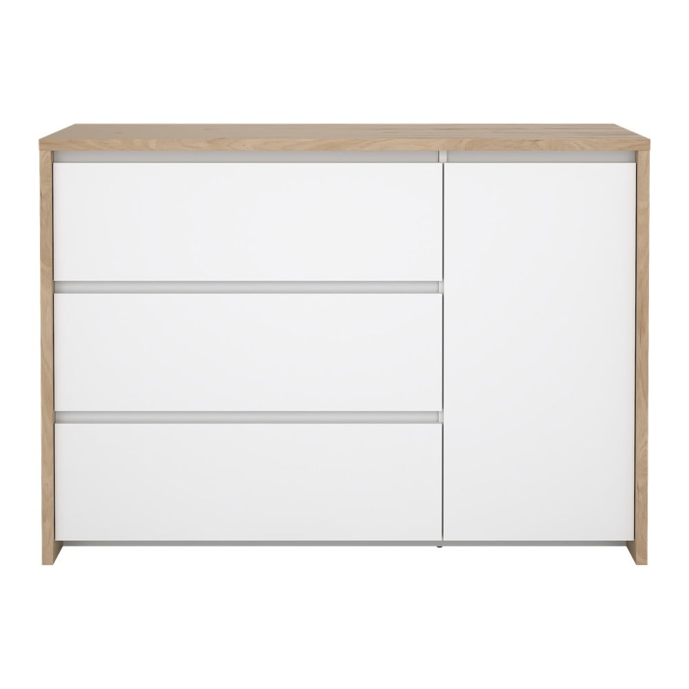 Biało-naturalna komoda w dekorze dębu 119x84x48 cm Next – Tvilum