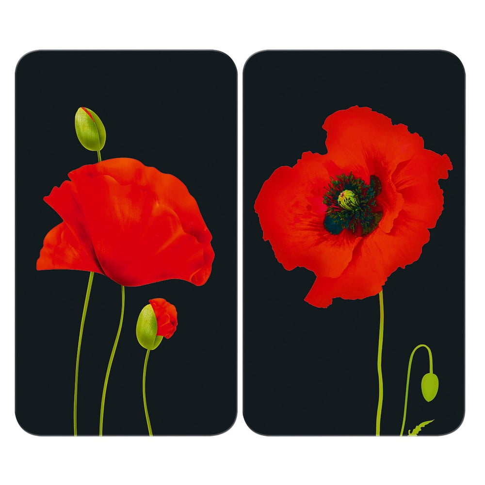 Szklane płyty ochronne na kuchenkę zestaw 2 szt. 52x30 cm Poppy – Maximex