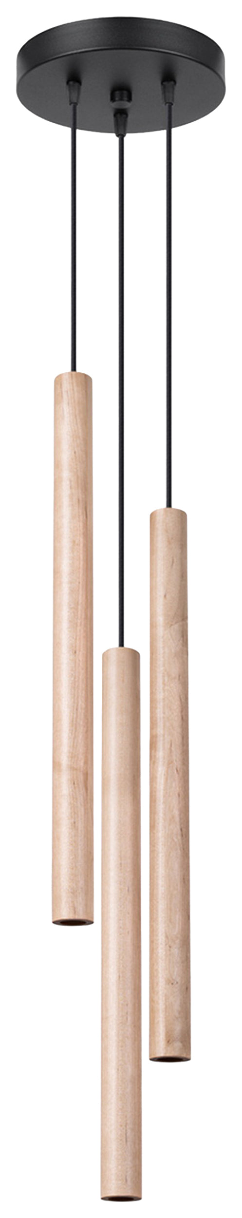 Lampa wisząca Pastelo x3 drewno na okrągłej podsufitce