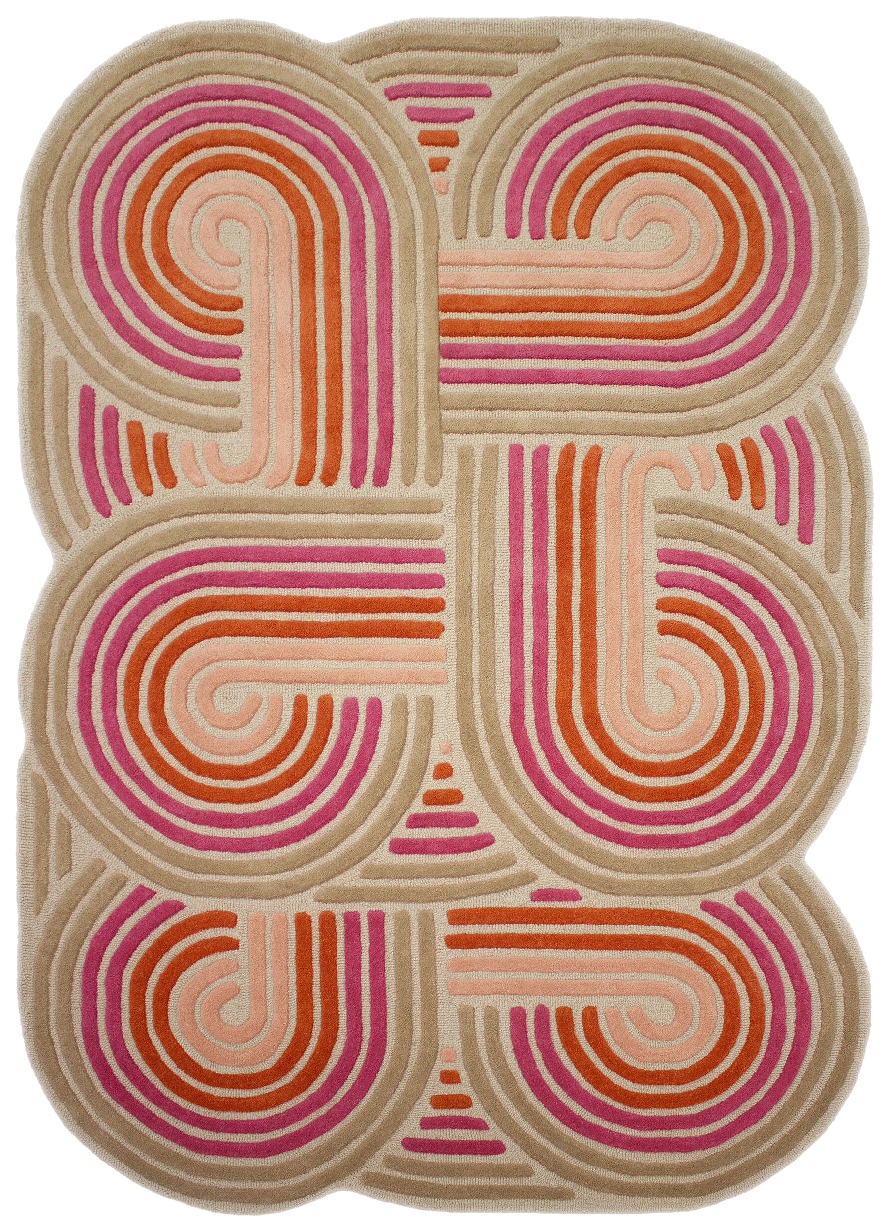 Dywan wełniany ręcznie wykonany Spiral 160x230 cm różowy