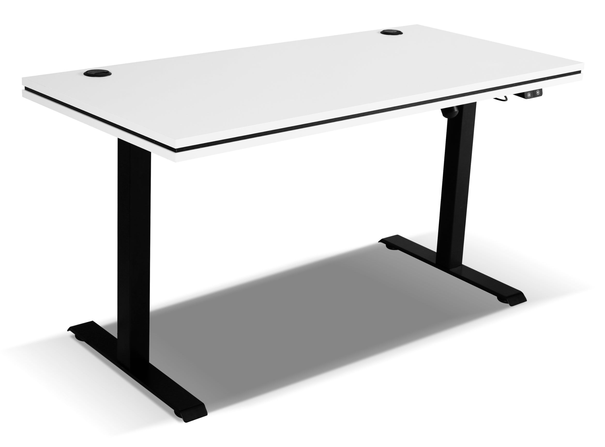Biurko regulowane elektrycznie Stundly 138 cm Szare z czarną obwódką