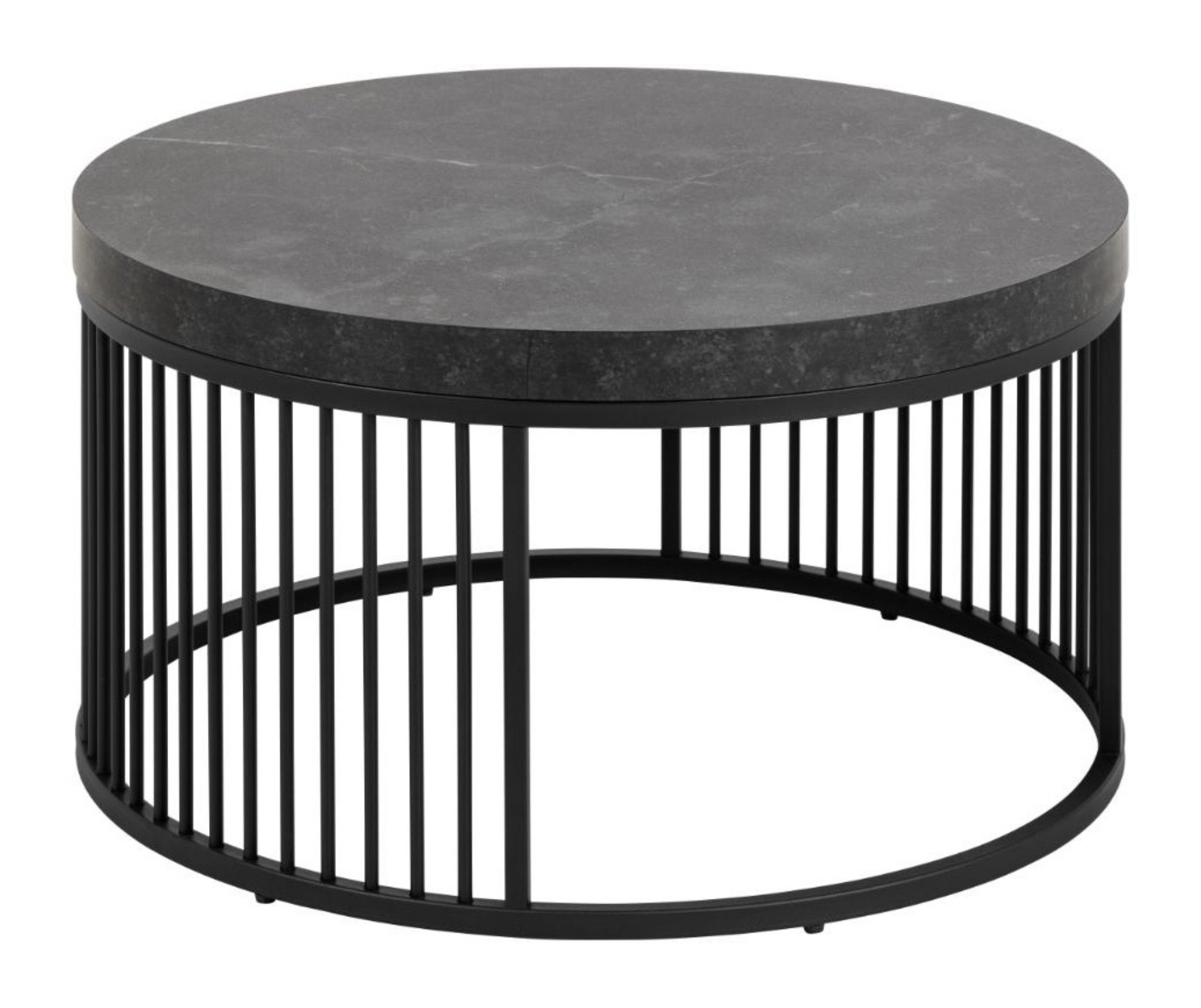 Stolik kawowy Velook okrągły 65x65 cm czarny marmur