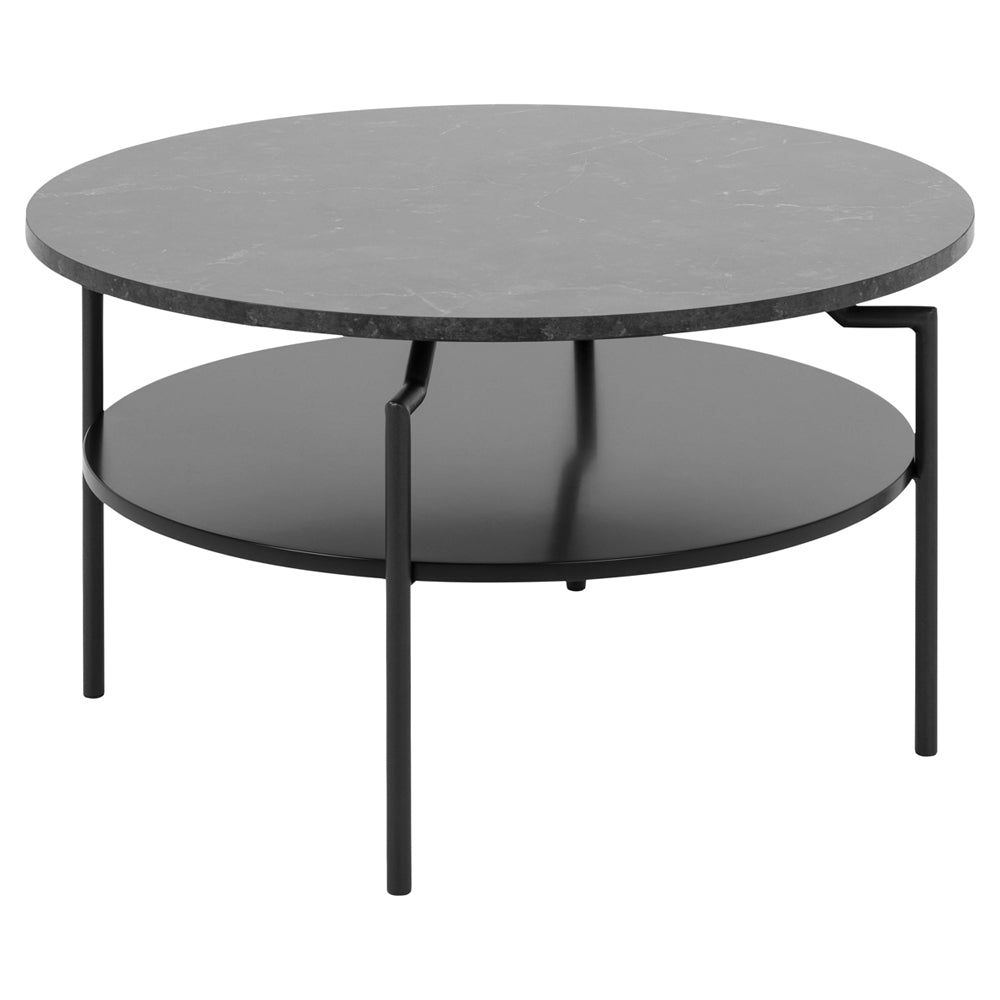 Stolik kawowy okrągły Cernik średnica 80 cm czarny marmur
