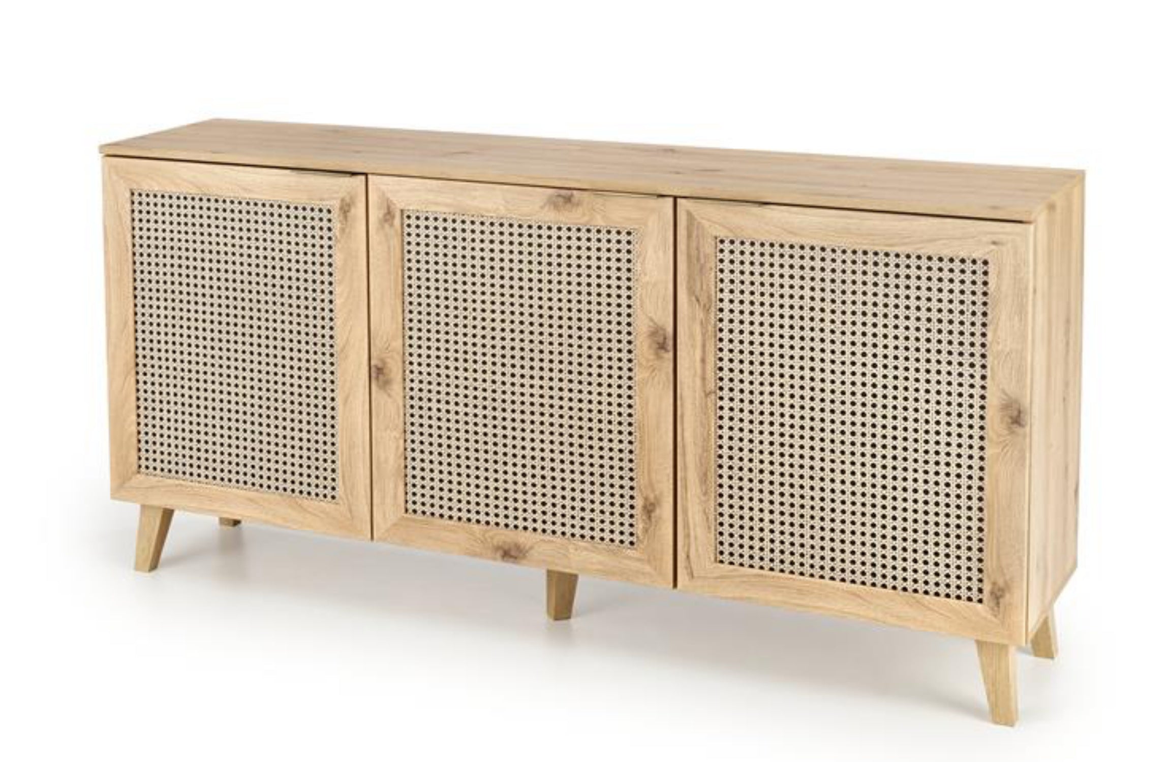 Komoda trzydrzwiowa Trivilla dąb artisan/ plecionka wiedeńska
