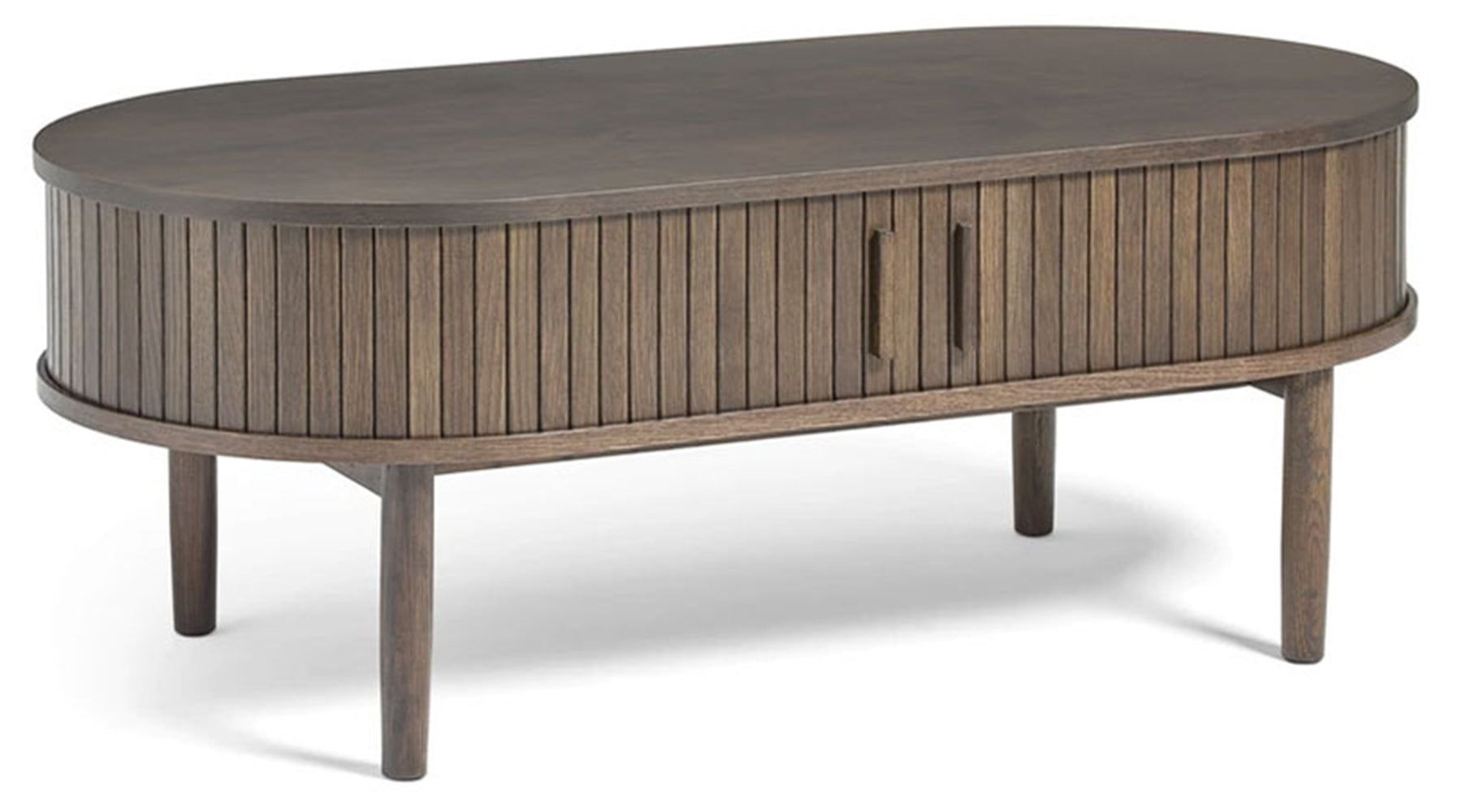 Stolik kawowy Meta 120x60 cm lamele z półką dąb ciemny