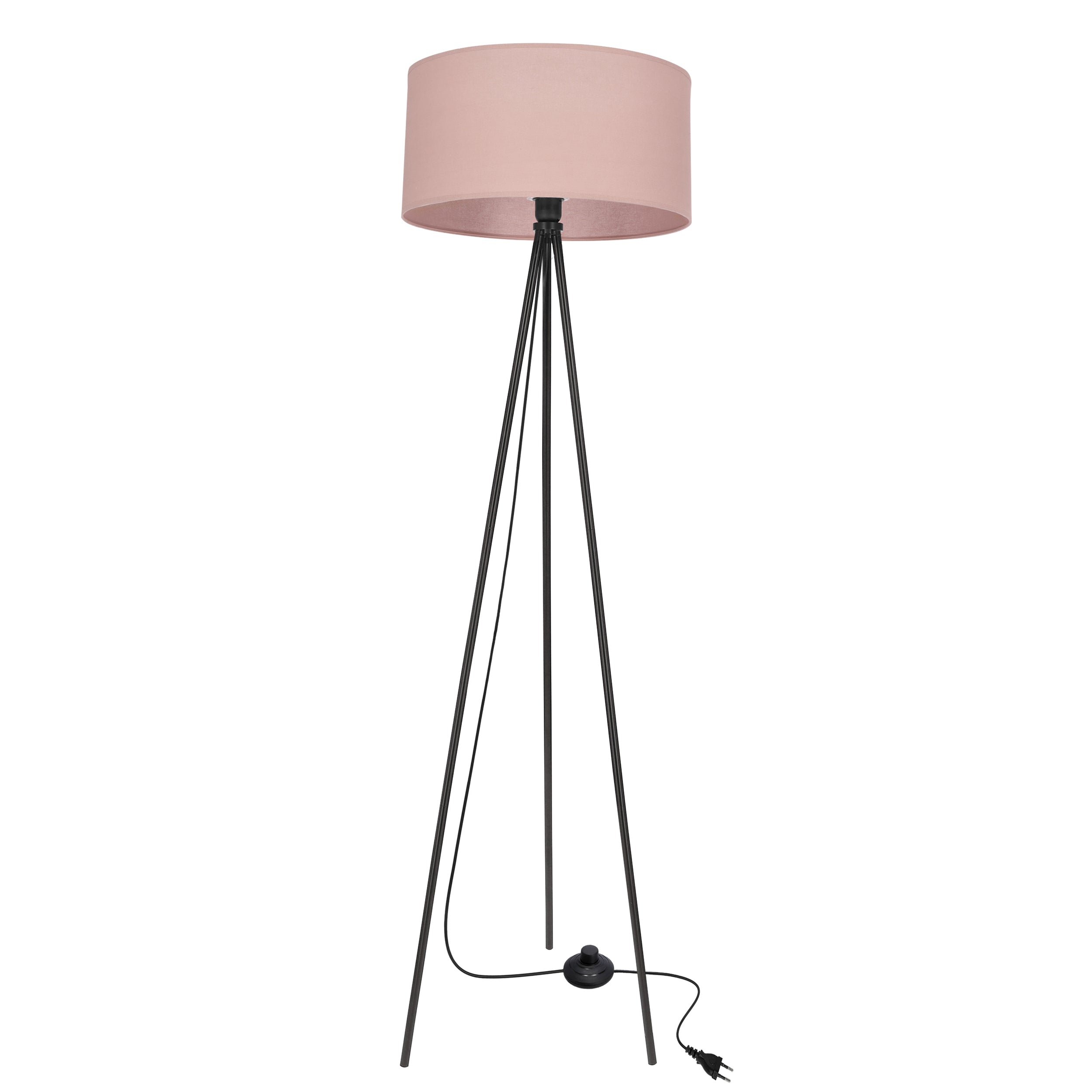 Lampa podłogowa Shanti czarna E27 40W z jasnym wrzosowym abażurem