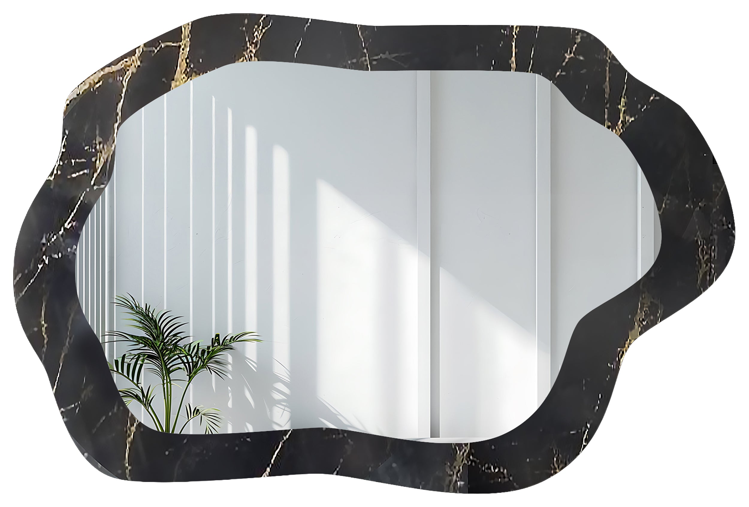 Lustro ścienne Marble Verdi 80x53 cm motyw czarno-złotego marmuru