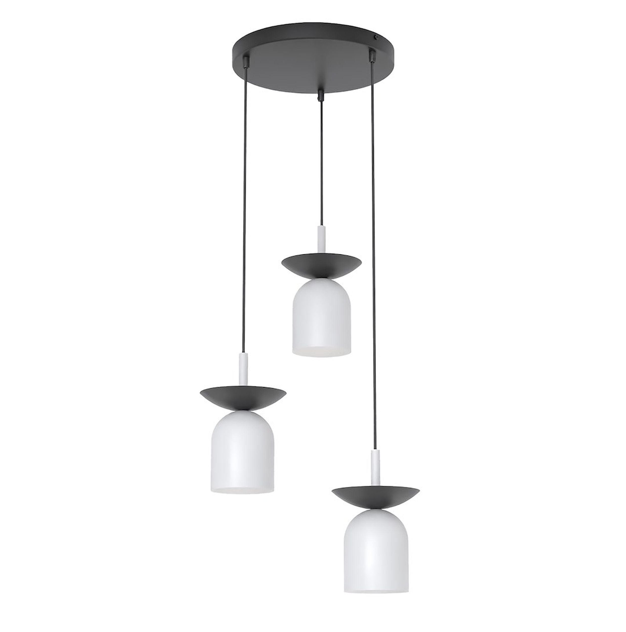 Lampa wisząca Ego x3 czarny/ciepły szary na okrągłej podsufitce