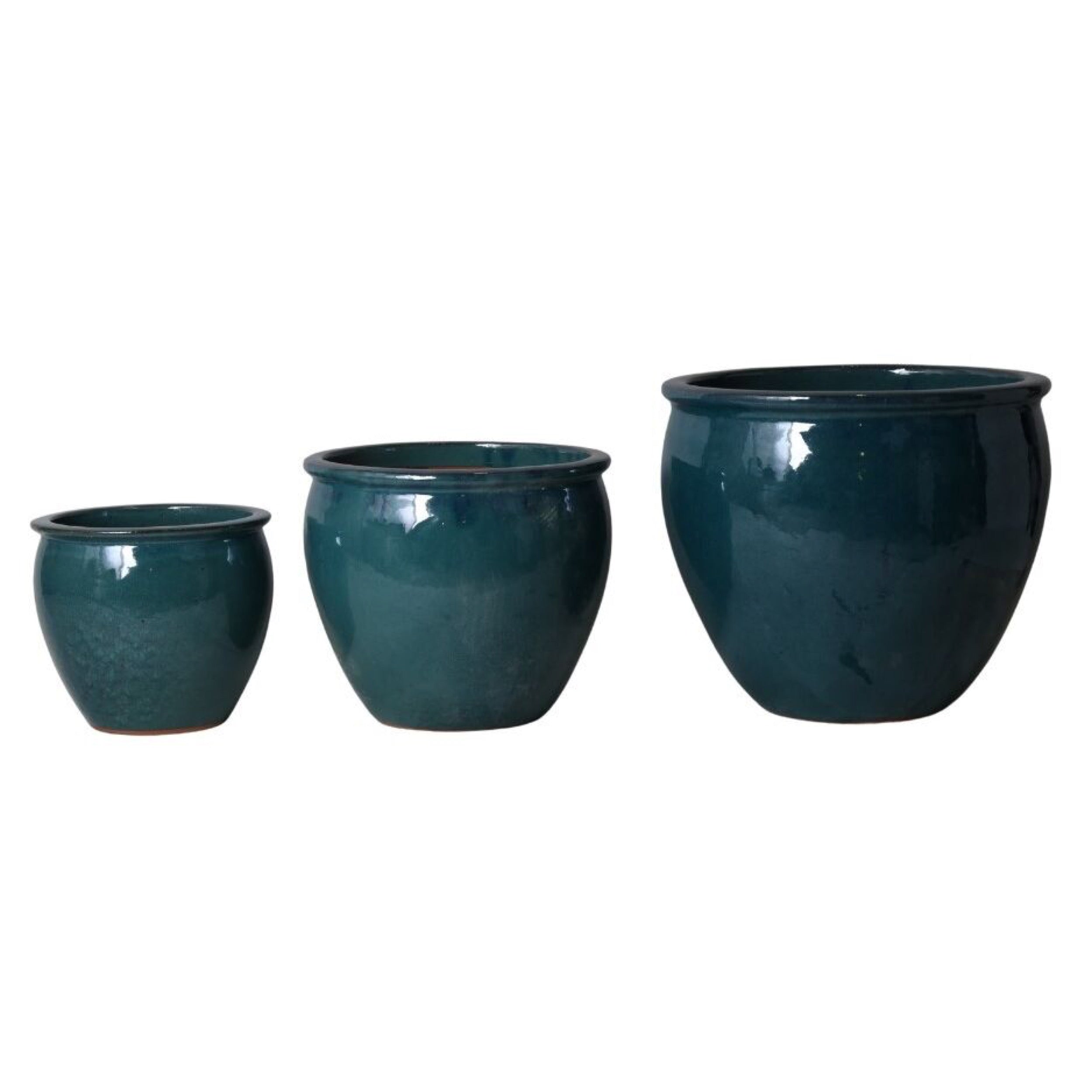 Zestaw trzech donic ceramicznych Stonly turkusowe