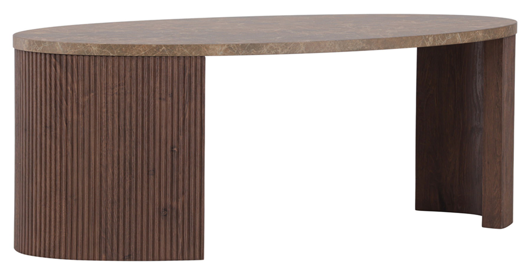Stolik kawowy Comitty 120x60 cm mokka z ryflowaną podstawą