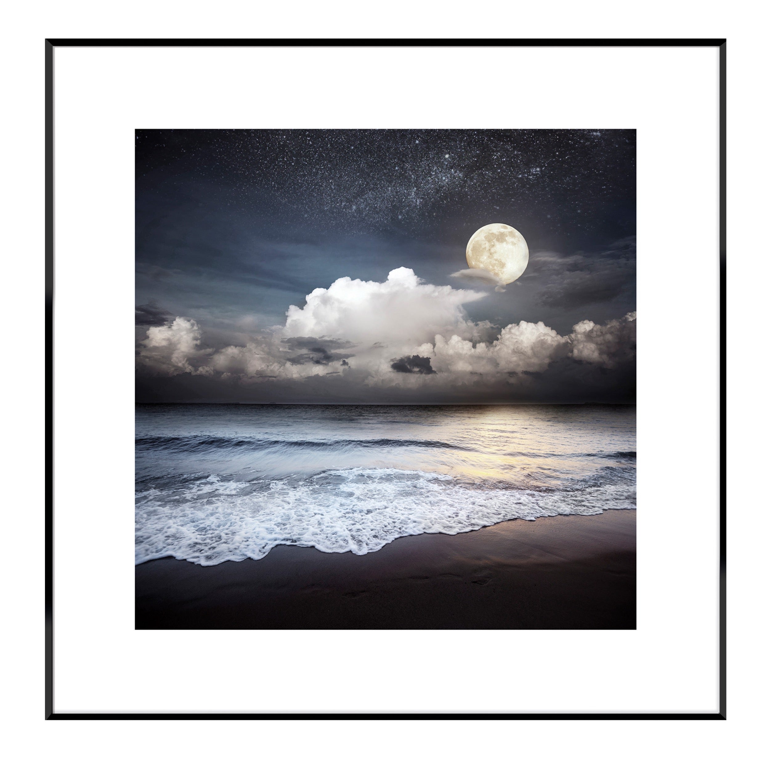 Obraz w czarnej ramie Moon Beach 50x50 cm