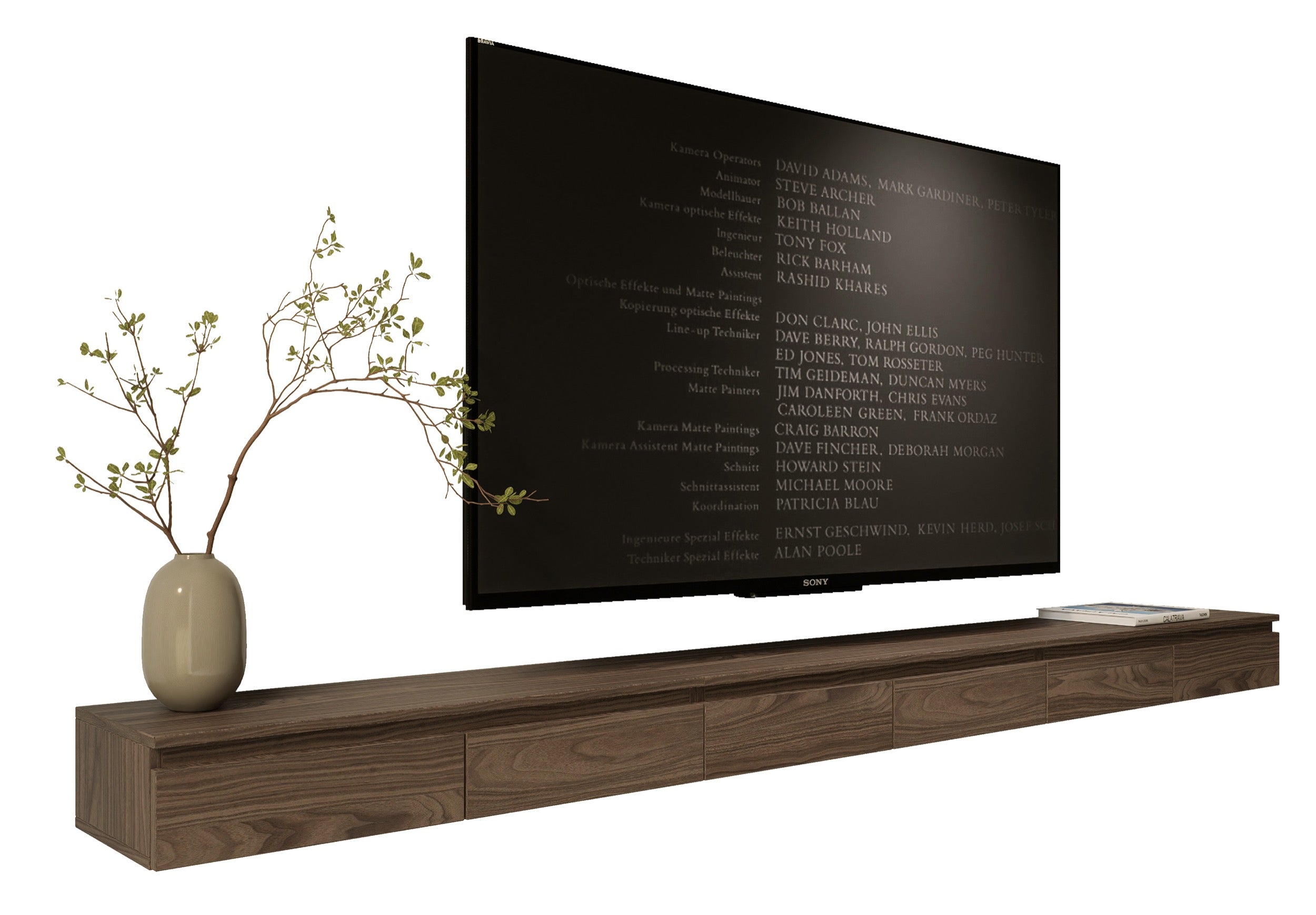 Szafka RTV Bemmi Slim wisząca 300 cm orzech wisconsin