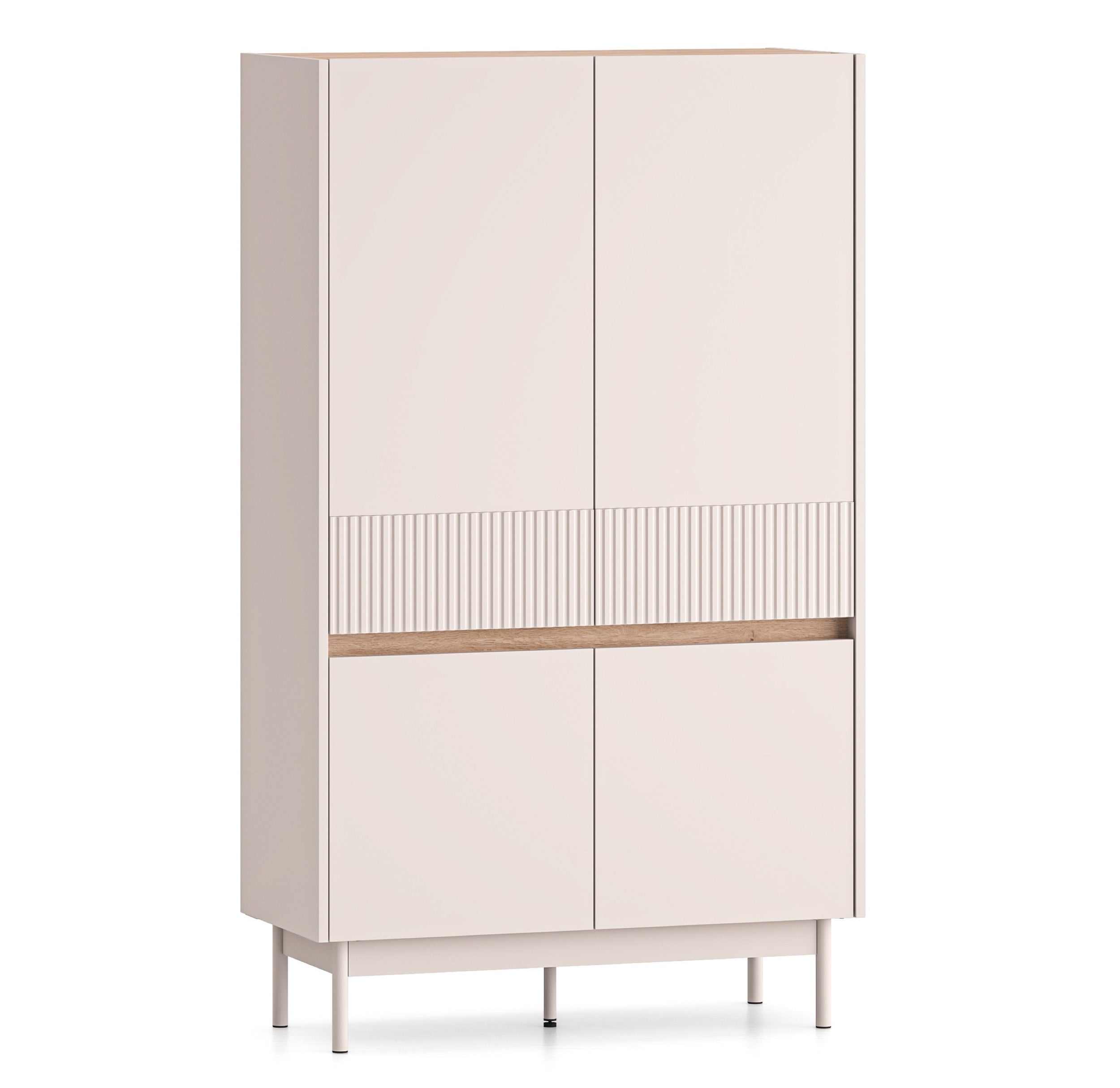 Komoda wysoka czterodrzwiowa Dunea 92 cm kaszmir/dąb