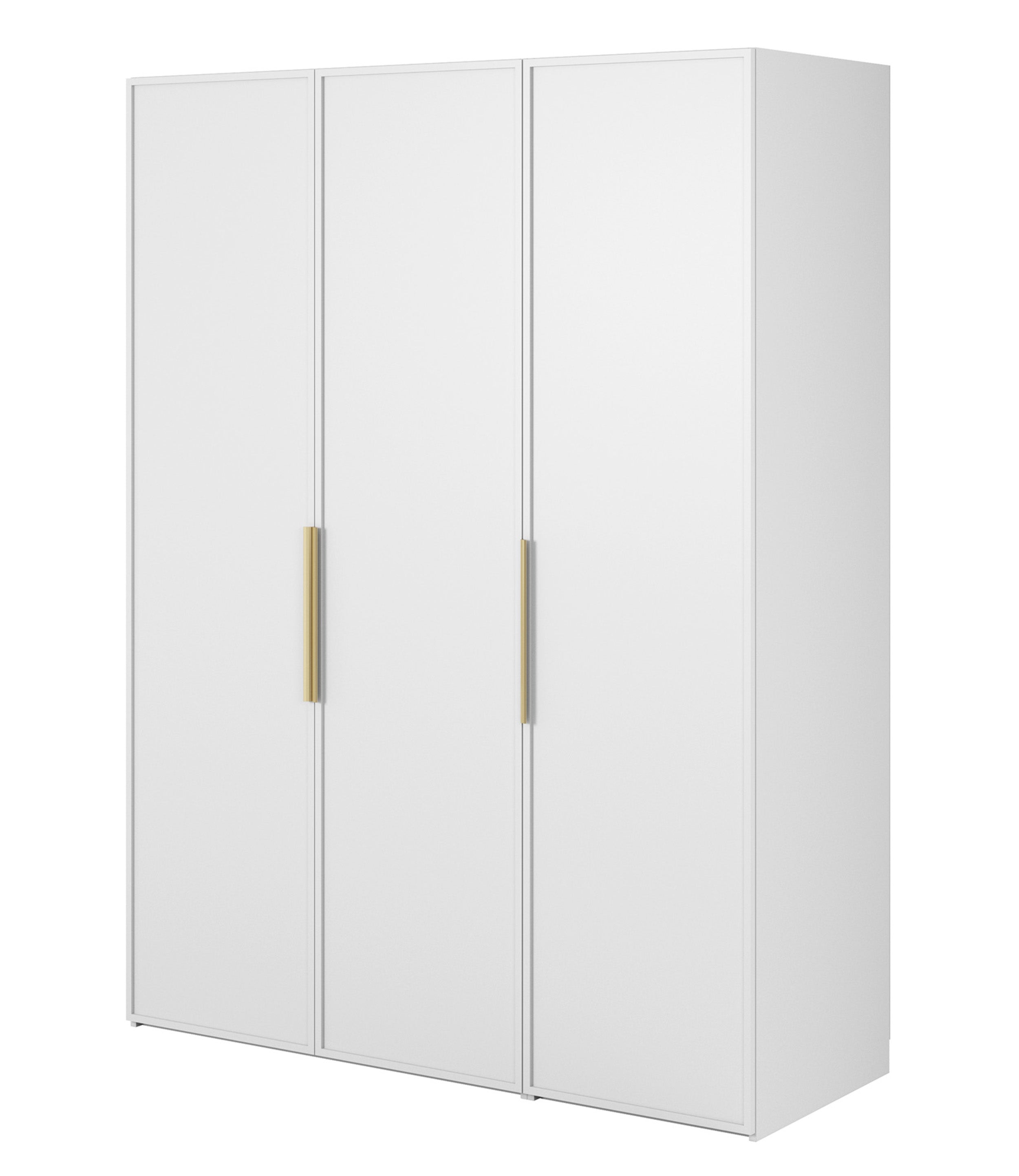 Szafa trzydrzwiowa Frame z długim drążkiem i siedmioma półkami 150 cm Biała